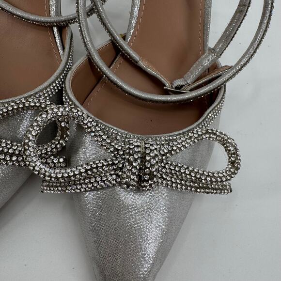 BCBGeneration Silver Rhinestone Metallic IIdy Pump Pointed Toe Heels Size 7.5 - Picture 7 of 11